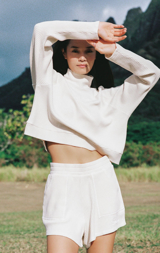 WEEKENDER WAFFLE KNIT PULLOVER