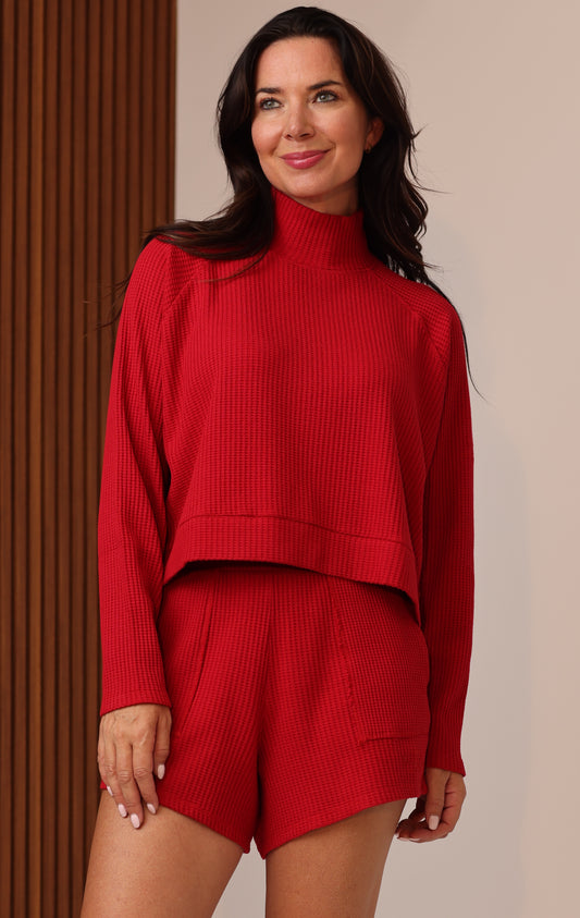 WEEKENDER WAFFLE KNIT PULLOVER