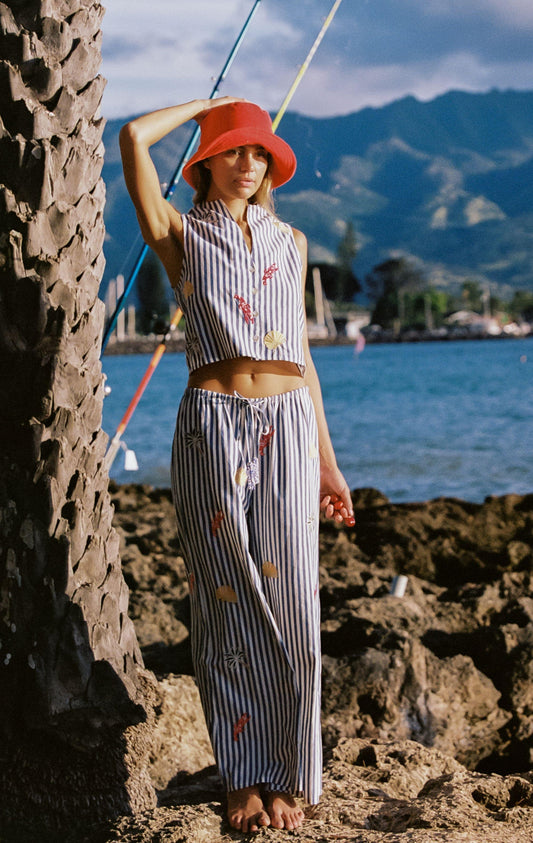 Embroidered Beach Pant