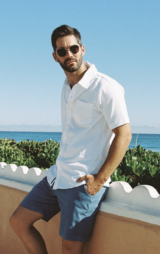 SHORT SLEEVE BUTTON DOWN SHIRT - WHITE - S