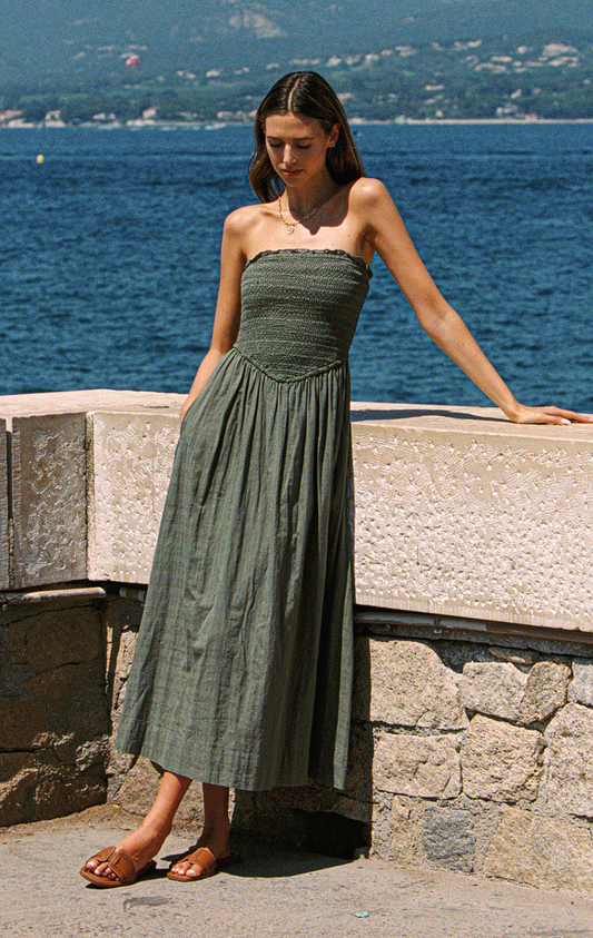 BELLA MAXI DRESS - Leaf Gingham - XS