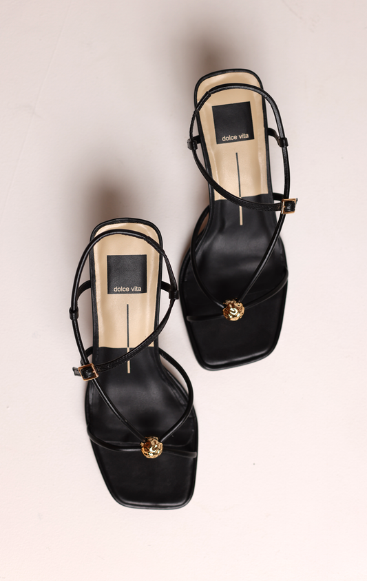 MYLEE HEEL BLACK LEATHER